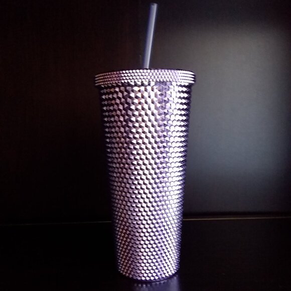 Metallic Purple Tumbler 20 oz and straw - Picture 2 of 5
